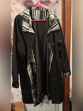 Maggie Barnes Black and White Classic Rain Coat/Jacket